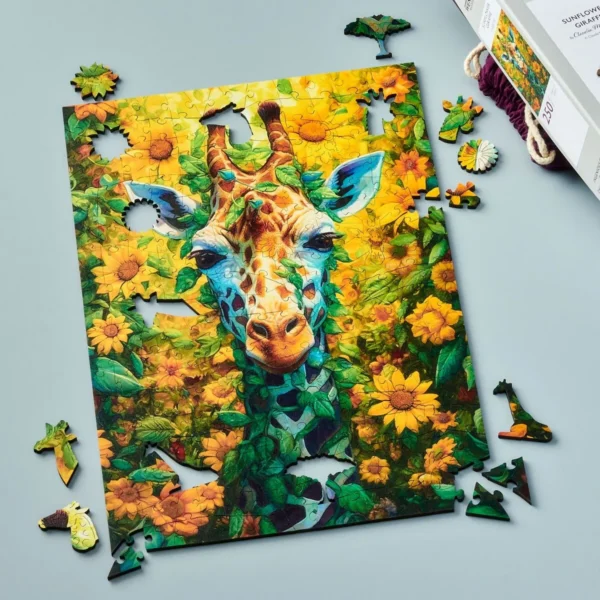 sunflower giraffe wooden puzzle