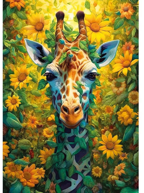 sunflower giraffe wooden puzzle main